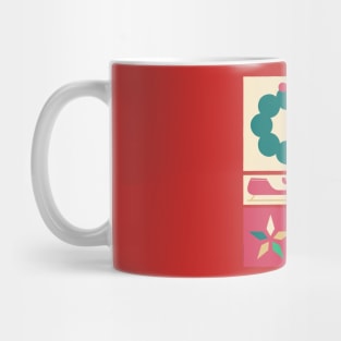 The Shapes of Christmas Collage of Holiday Colors and Icons Mug